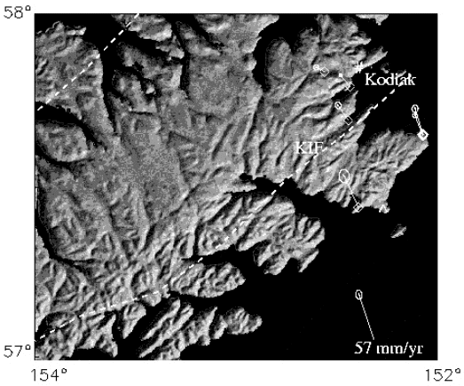 shaded relief digital elevation mapof the northeastern segment of Kodiak Island 