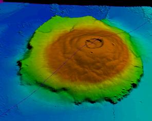 Perspective view of Olympus Mons volcano