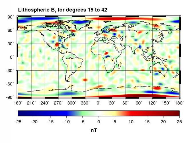 Satellite lithospheric Magnetic Anomalies