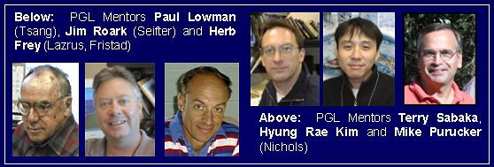 Picture of PGL Mentors Paul Lowman (Tsang), Jim Roark (Seifter), Herb Frey (Lazrus, Fristad), Terry Sabaka, Hyung Rae Kim and Mike Purucker (Nichols)